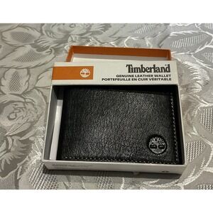 Timberland Bifold Wallet Mens OS Black NEW Leather Logo Contrast Stitching